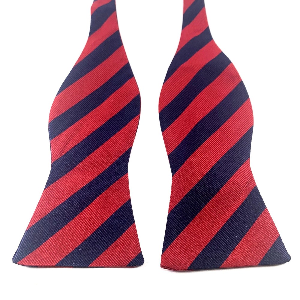 Tommy Hilfiger Men's Butterfly Red & Blue Formal Bow Tie Self-Tie 100% Silk Repp